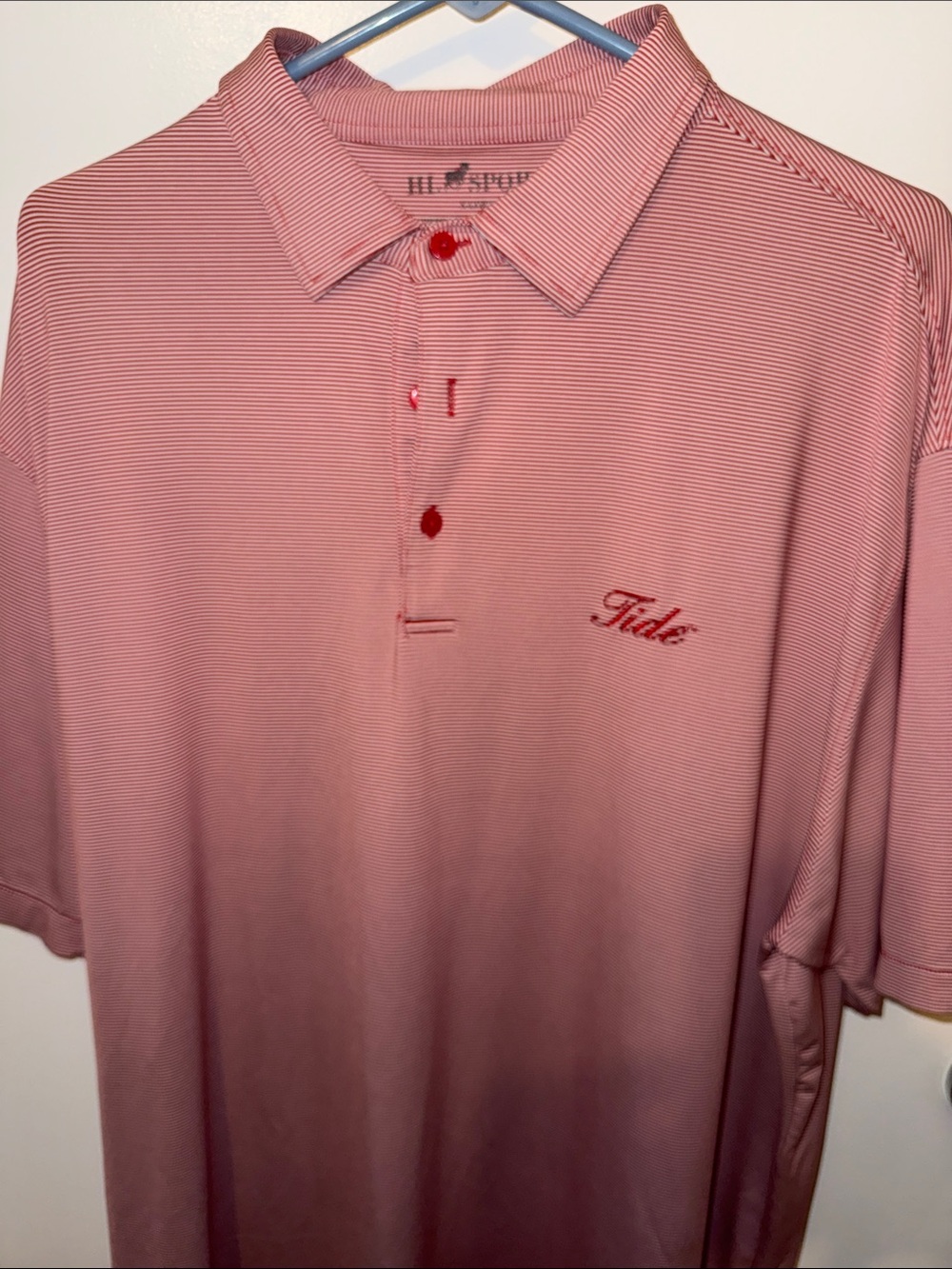 Men's Alabama Crimson Tide XL Horn Legend Short‑Sleeve Polo Shirt in Red